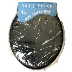Black Metallic Marble Toilet Seat Black Silver Collection Chic Luxury Decor